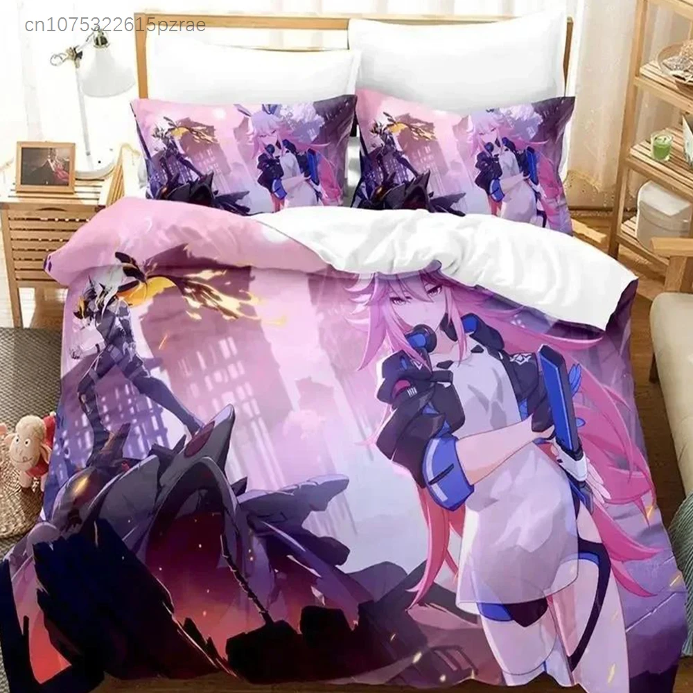 New 3D Print Anime Honkai Impact 3 Bedding Set three-piece Set Adult Kid Bedroom Duvet Cover Sets Home Textiles Birthday Gifts