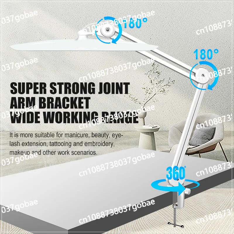 LED Long Arm Desk Lamp Makeup Manicure Beauty Tattoo Embroidery Eyelash Work Folding Portable Eye Protection 4BLANC