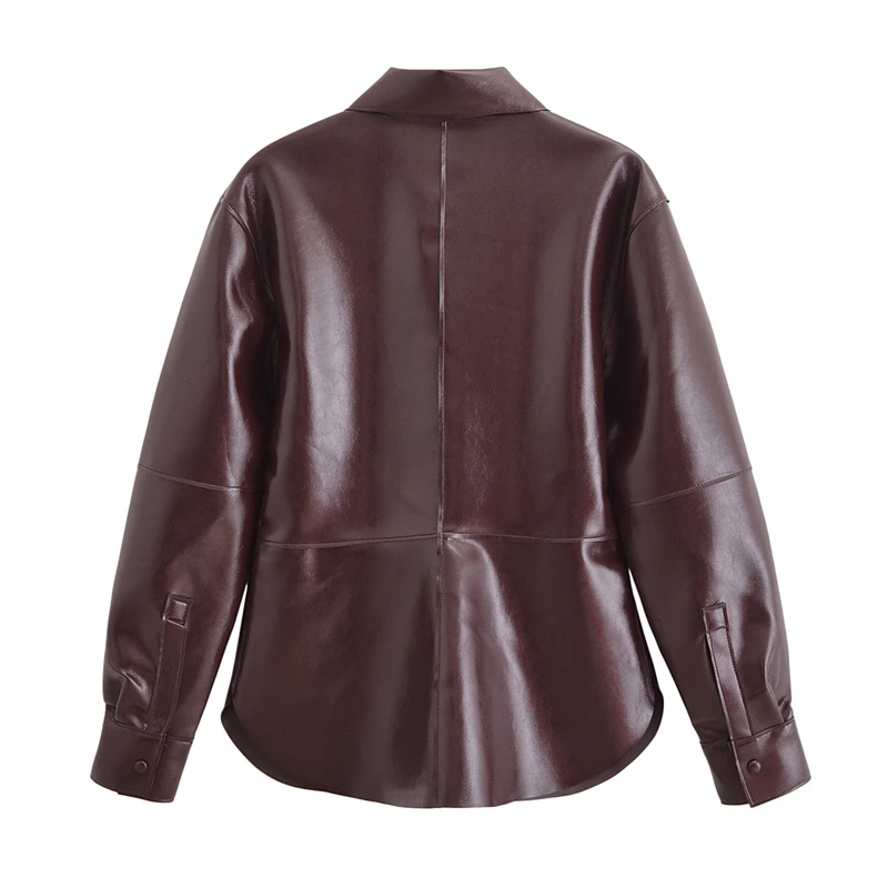 EllYANEllTIAN-Veste en cuir Élpour femme, manteau à simple boutonnage, blazer enduit, style rétro, automne, hiver, nouveau, 2024