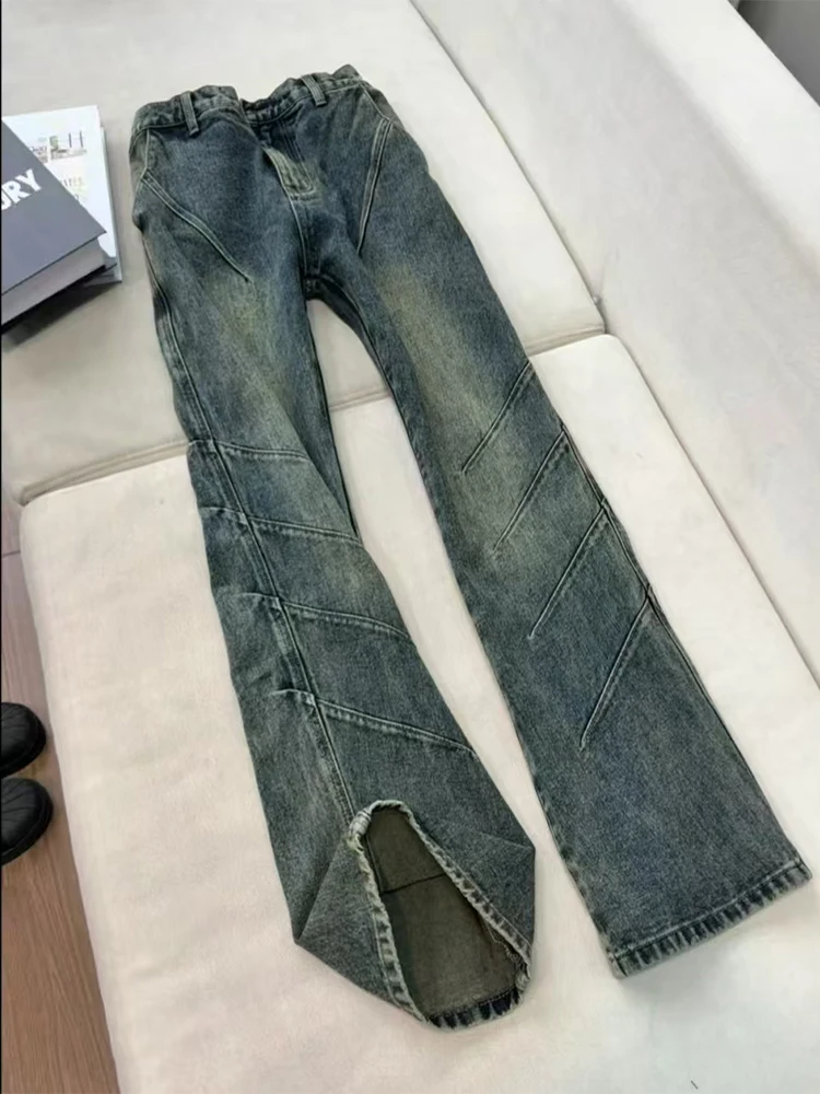 

Retro Blue Straight Leg Men's Jeans American High Street Sle Trendy Brand Cool Street Sle Slimming High-End Feeling Long ...