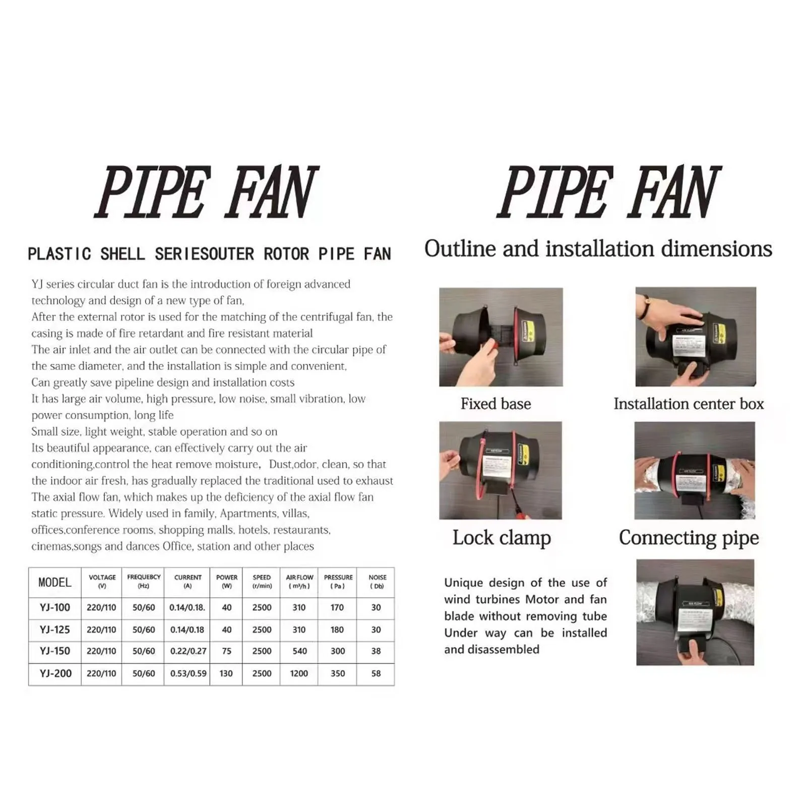 مروحة قناة مضمنة 6 بوصة مروحة معززة بفتحة تهوية هادئة لزراعة خيمة النمو مكان داخلي تهوية سرعة واحدة 80 وات مروحة معززة للتهوية