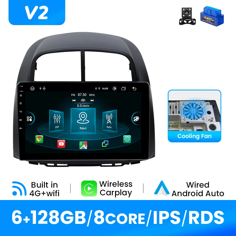 10.1 "Android 14 Auto Head Unit Voor Toyota Passo Daihatsu Boon Sirion Subaru Justy Perodua Myvi Draadloze CarPlay Android auto