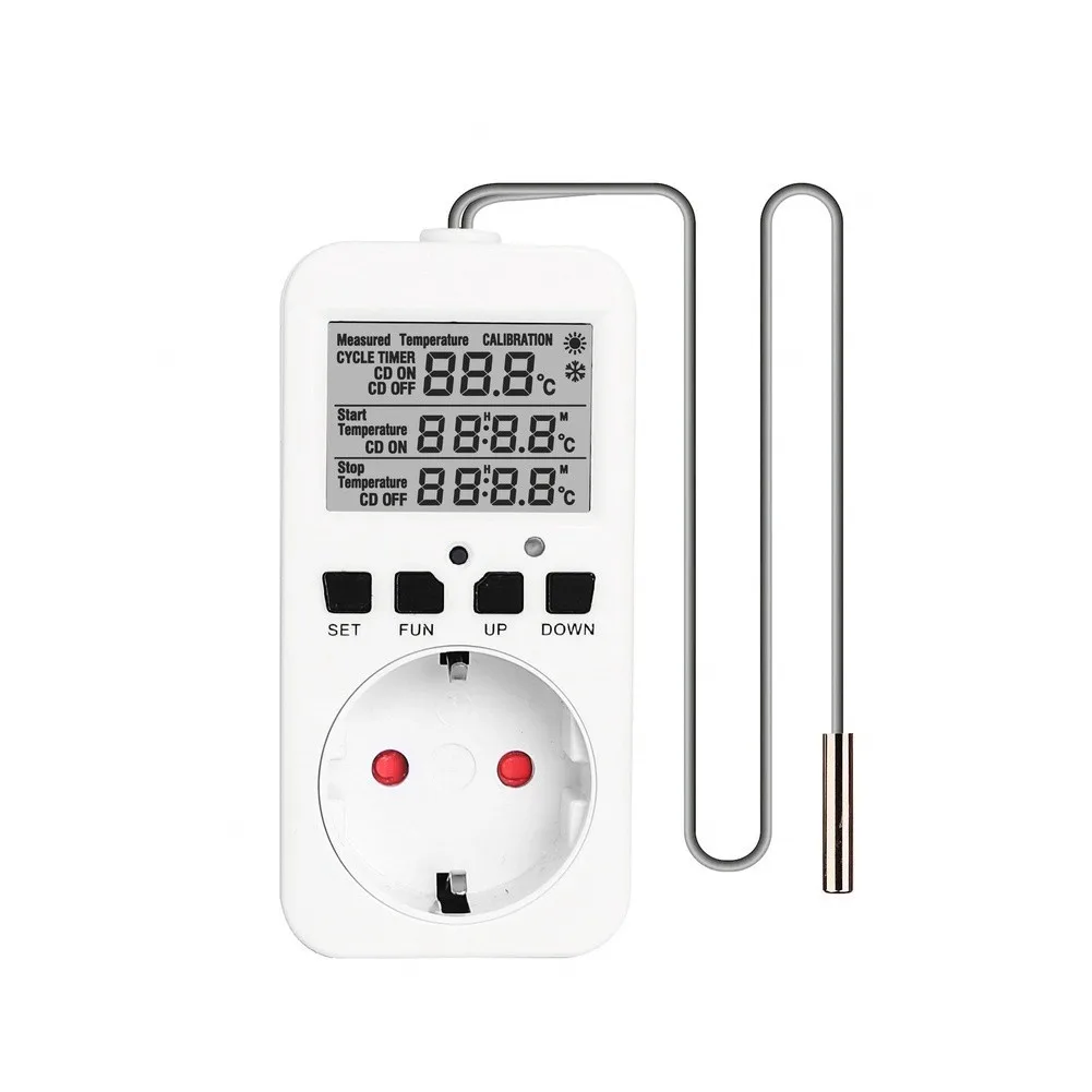 220V Temperature Controller Socket With Timer For Heating Cooling System Greenhouse Refrigerator ABS Digital Thermostat