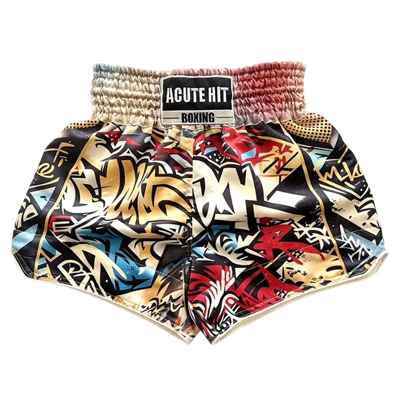 Muay Thai Shorts Adult Kids Tiger Sublimation Thai Boxing Shorts Satin Kickboxing MMA Martial Arts Training Sparring Fight Pants