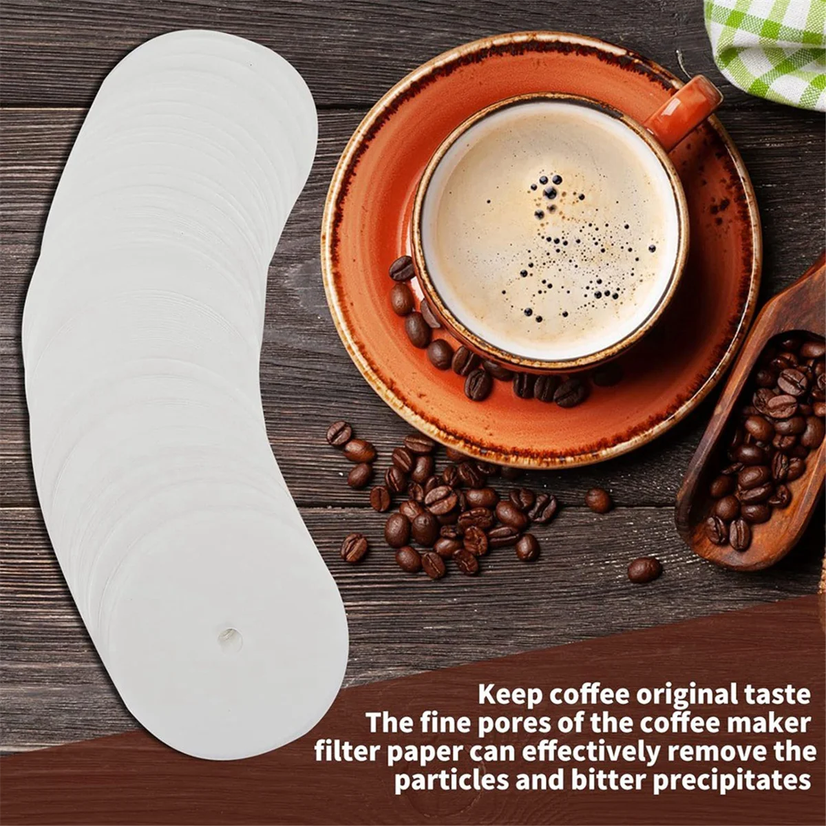 AU35 400Pcs Unbleached Percolator Coffee Filters, 3.75In Disposable Coffee Paper Filter, Disc Coffee Filters White