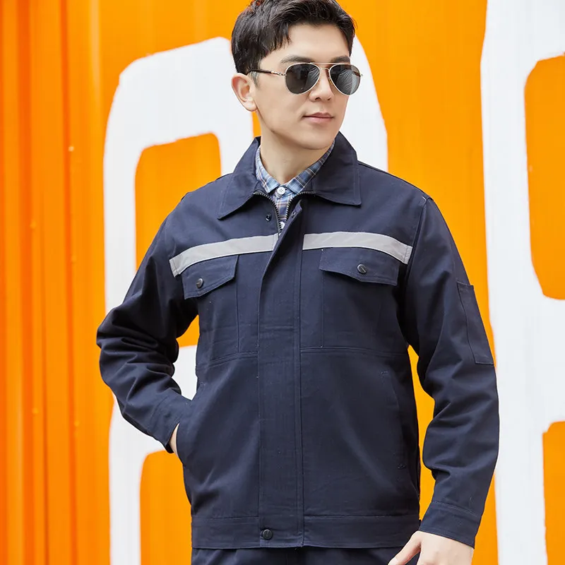 Pure Cotton Workwear Set Men Women, Durable Spring Autumn Factory Uniform, Oversized Labor Suit Jacket Pants