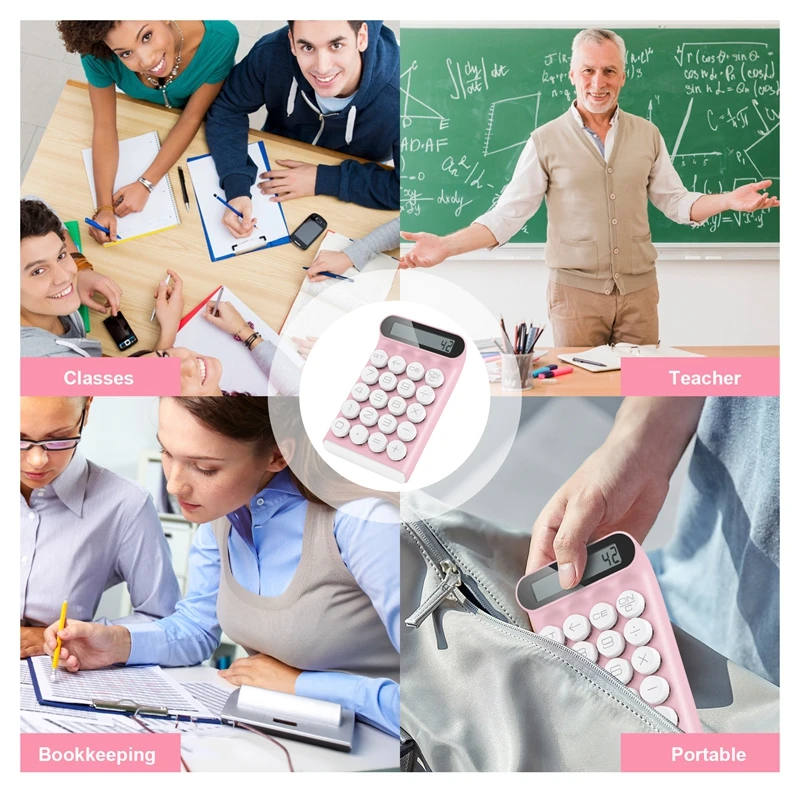 Retro Calculator Mechanical Keyboard Portable Computer 10 Digit LCD Display Financial Office Fashion Calculator