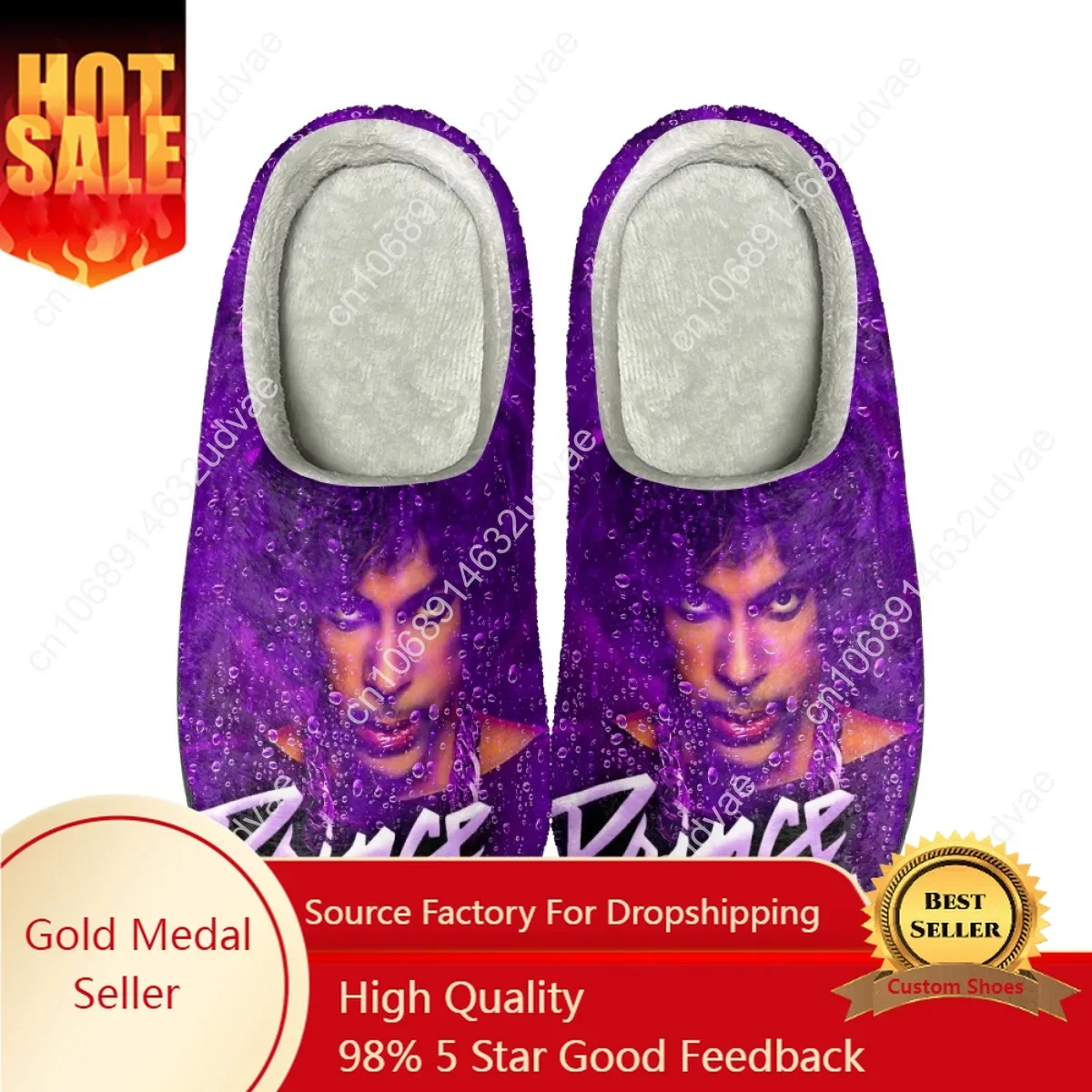 

Prince Purple Rain Design Warm Cotton Slippers Print On Demand Casual Winter Home Footwear All-match Comfortable Floor Slides
