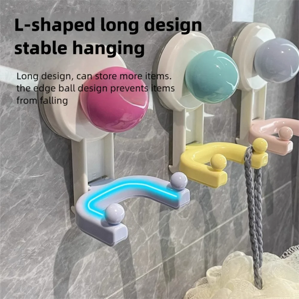 

2Pcs Creative Dopamine Suction Cup Hooks Removable Reusable Shower Hooks Traceless Space Saving Wall Hanger Behind the Door