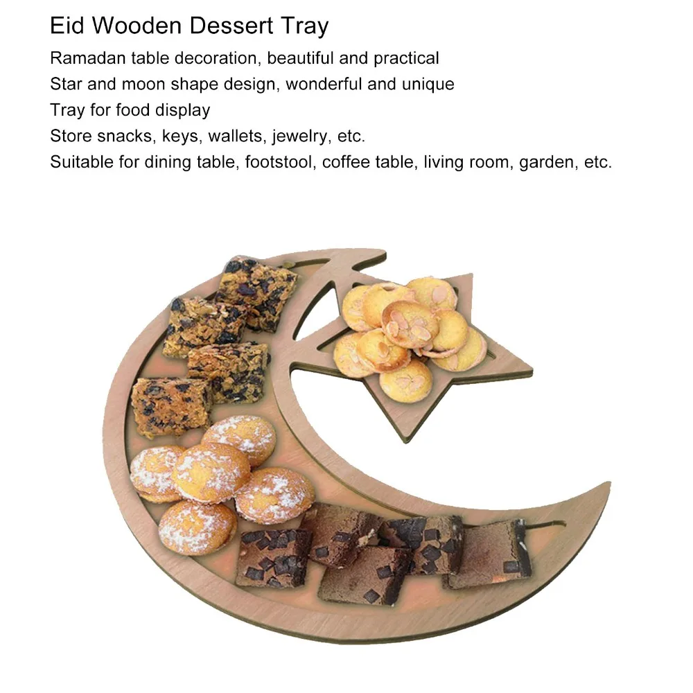 Unique Artistic Wooden Ornament Tray Star and Moon Smooth Decorative Dish Irregular Shallow Groove Snack Plate Home