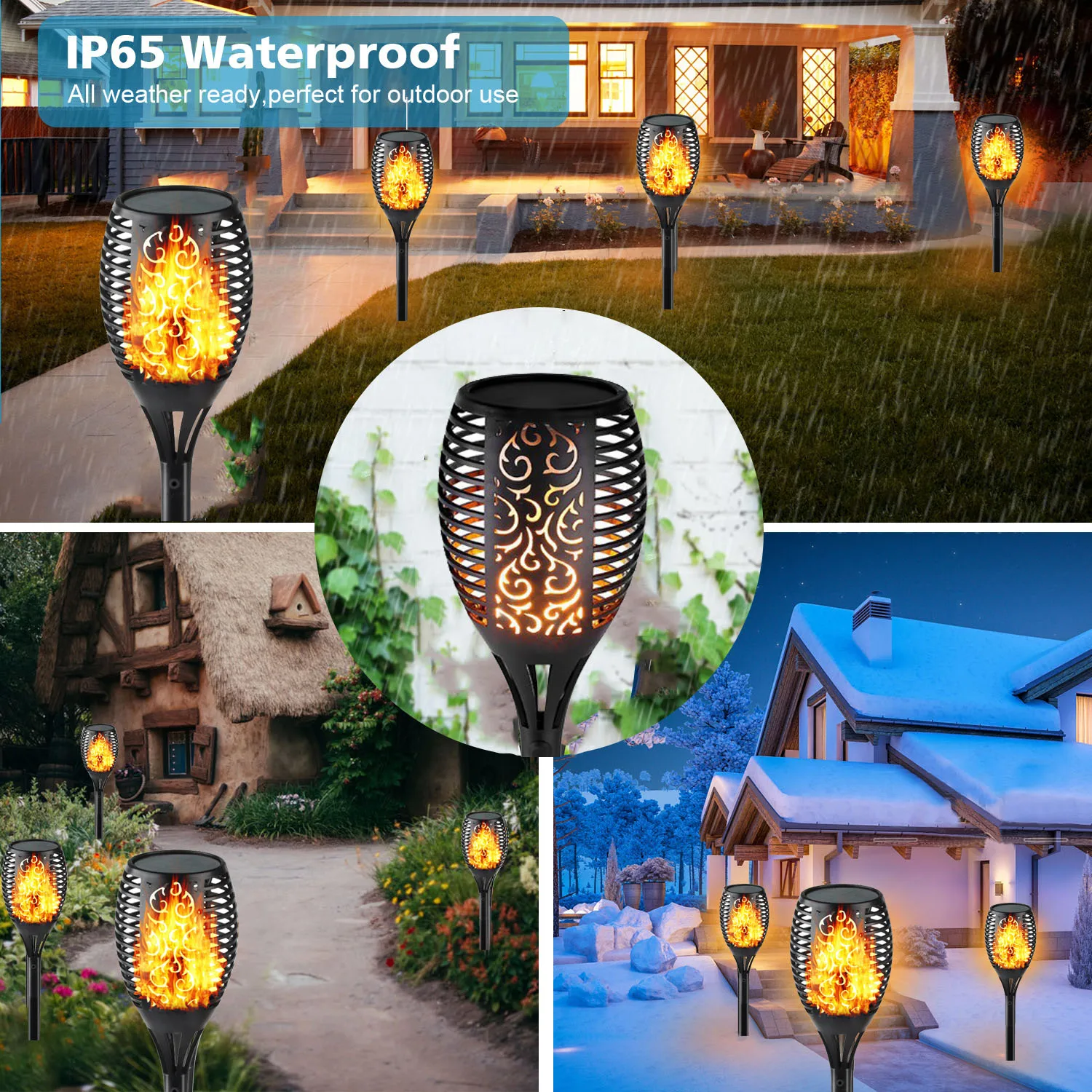 Imagem -04 - Impermeável Led Solar Torch Light Indução Paisagem Pátio Gramado Jardim Camping Decoração Atmosfera ao ar Livre 12 31 96