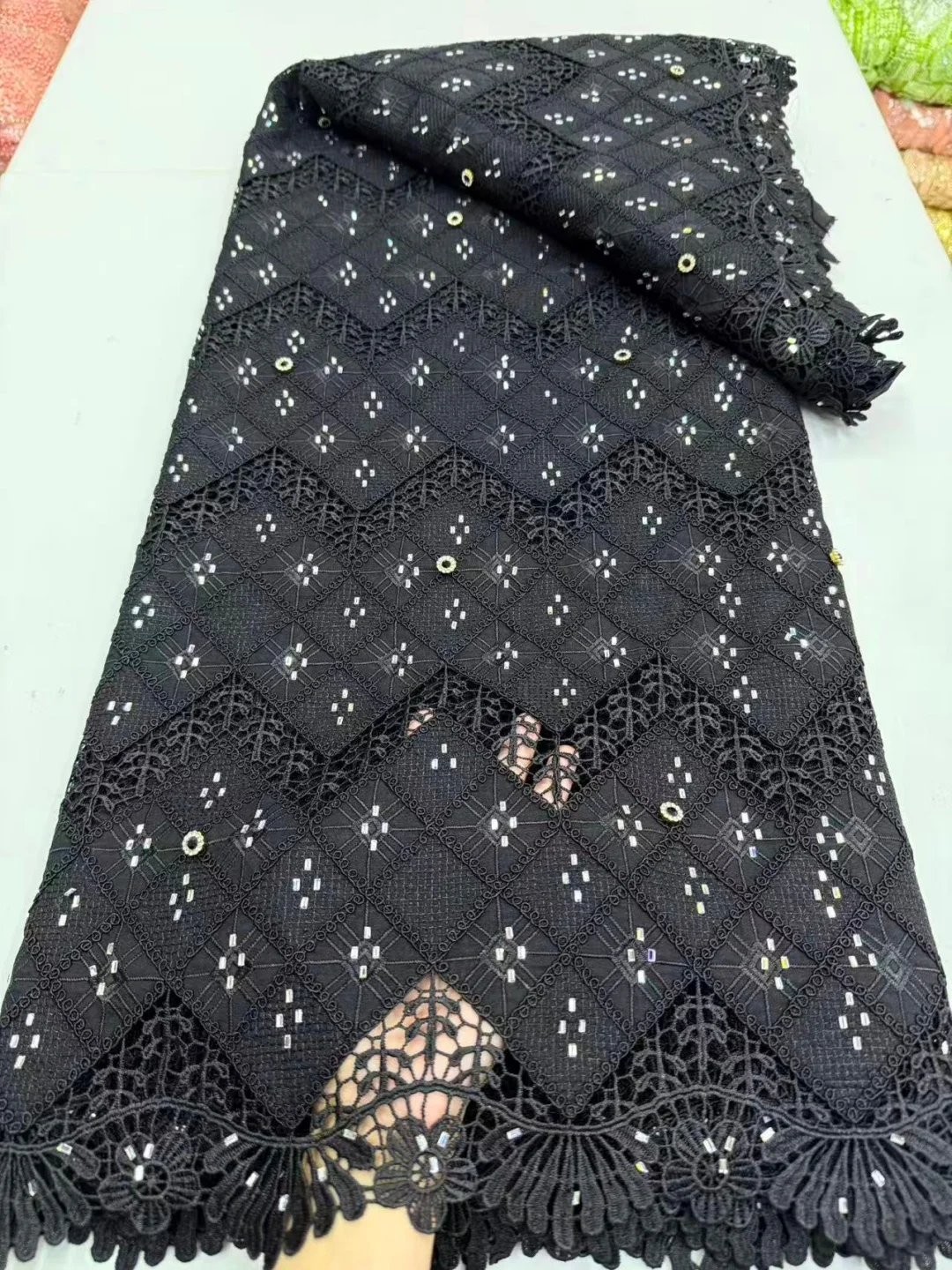 African Gilding Guipure Cord Lace Fabric 2026 Nigerian Chiffon Cotton Lace Fabric High Quality Nigerian Material Sewing AT2819