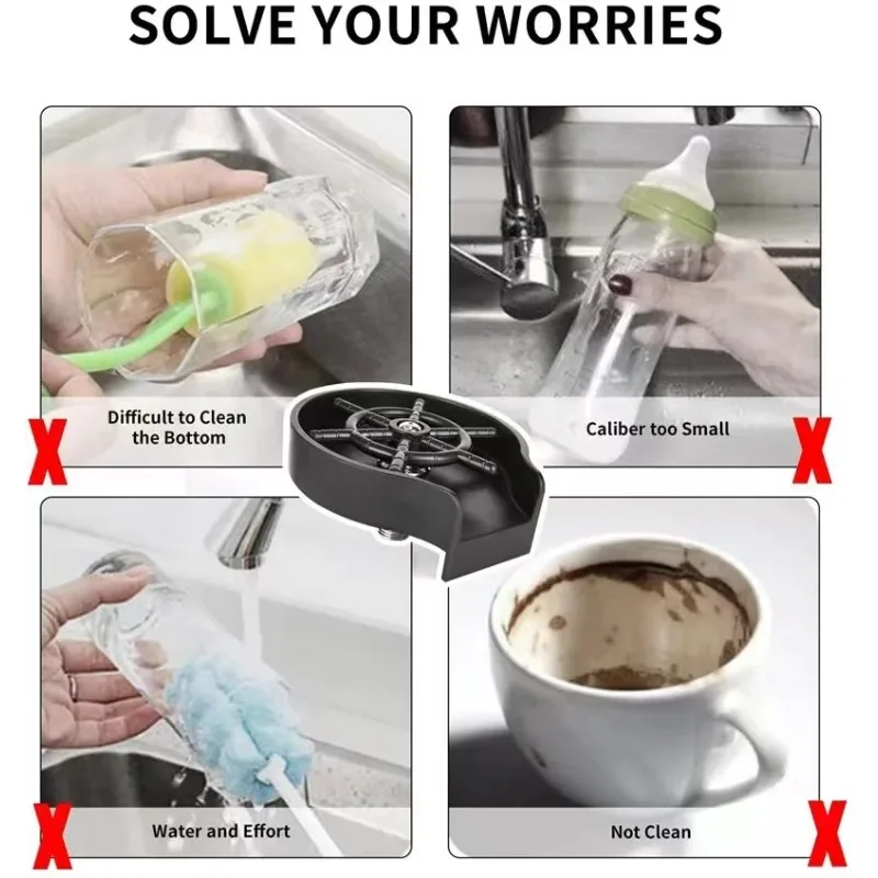 Enjuagador automático de vidrio de alta presión, limpiador de tazas y tazas con montaje en grifo para un lavado rápido de cerveza, leche, té, Bar, fregadero de cocina