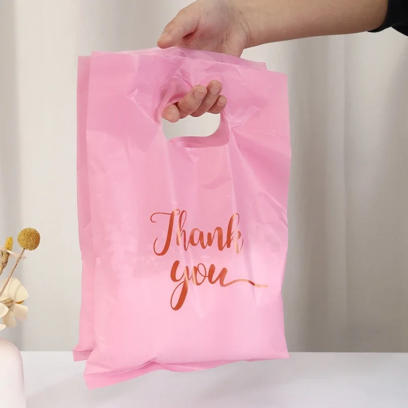 100pcs Thank You Gift Bag Plastic Shopping Bag Tote Bag 20*30cm Gift Bags Birthday Wedding Party Favors Candy Cookie Wrapping