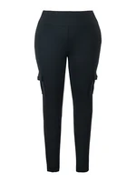 Plus Size Women's Butt Lift Leggings with Flap Pockets Women's Workout Leggings All Season All Season Casual Best Choice - Image 3
