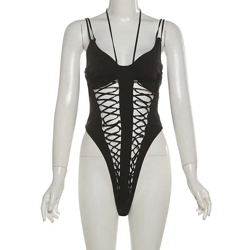 الجوف خارج الصليب الدانتيل يصل السباغيتي الأشرطة داخلية المرأة مثير الأسود الرسن عارية الذراعين ليلة كلوبوير حزب السروال القصير الشارع الشهير