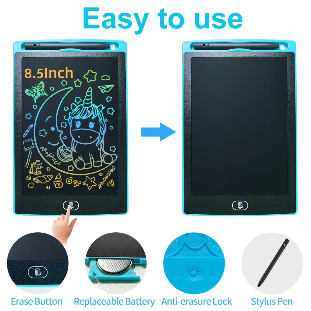 تابلت الرسم الرقمي 8.5/10 بوصة شاشة LCD لوحة الكتابة اليدوية الإلكترونية للتعلم والإبداع لوحة الكتابة #6