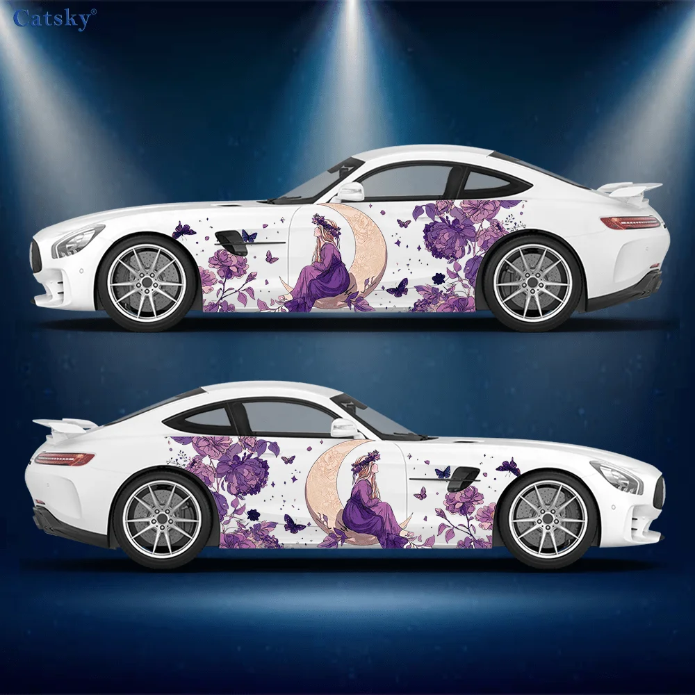 

Наклейки с феями для автомобиля в стиле фиолетовой луны, подходят для легковых и грузовых автомобилей, прочные, устойчивые к выцветанию, легко устанавливаются и снимаются - улучшают внешний вид.