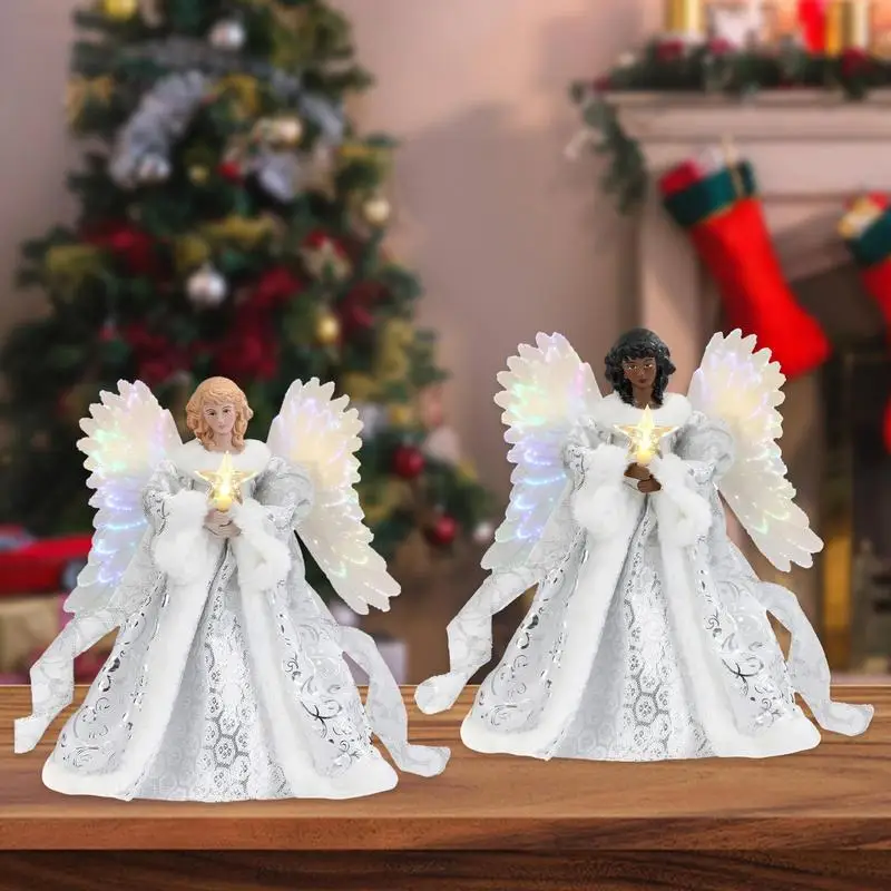 Christmas Tree Toppers Angel With Lights Lovely Angel Pendant Christmas Tree Toppers Sparkling Angel Statue For Treetop