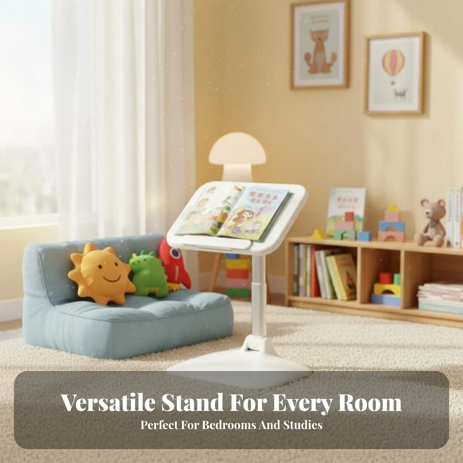 

Adjustable Book Stand Foldable and Portable Adjustable Floor Book Stand Versatile Use Multi-Functional for Bedroom, Office