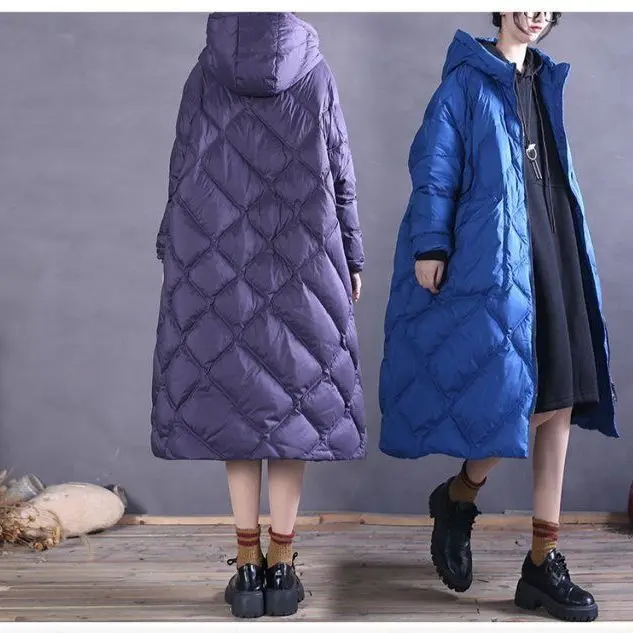 Winter nieuwe dames donsjack losse oversized eend donsjack met capuchon