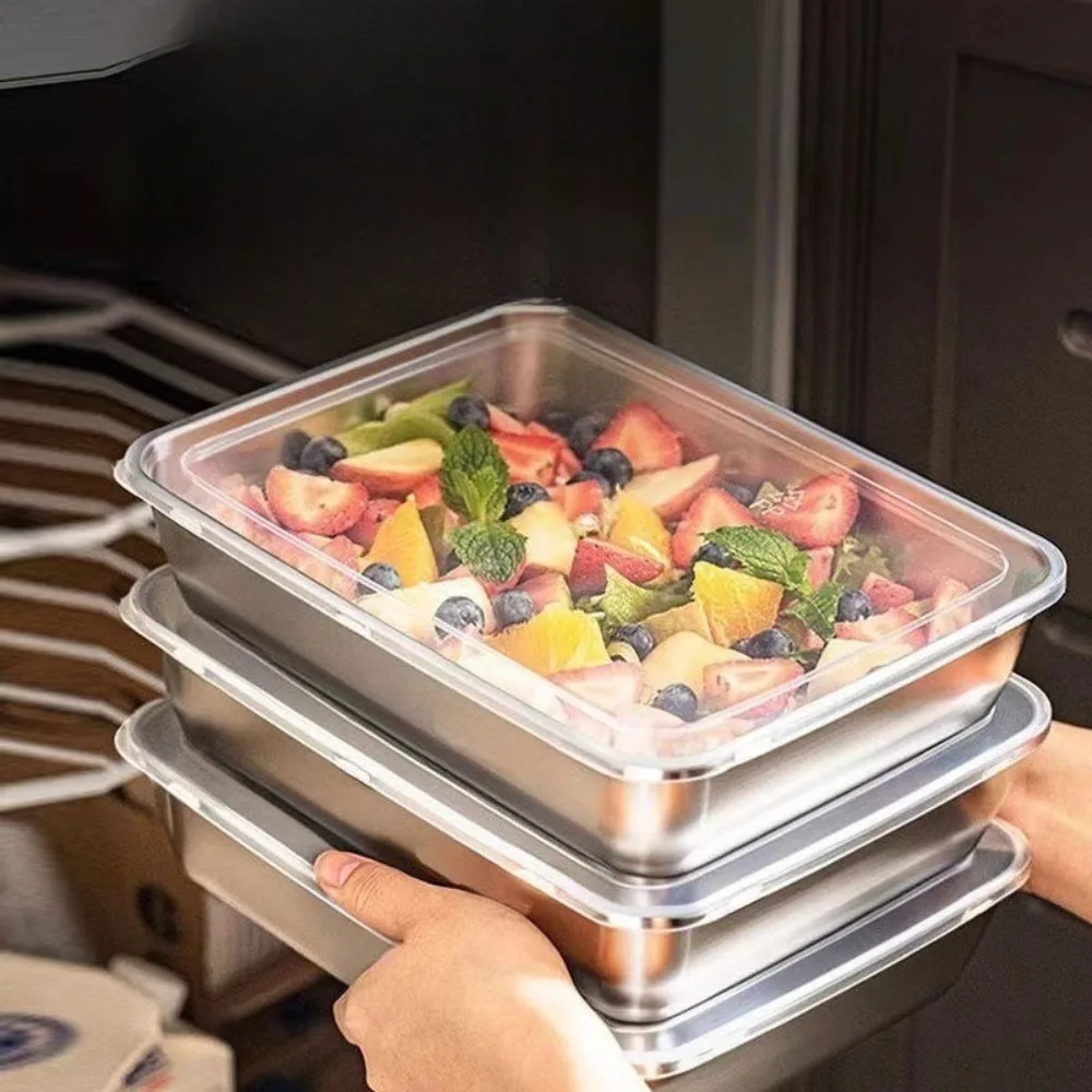 ถาดเสิร์ฟสแตนเลสเกรดอาหารพร้อม - Food Storage Stainless Steel Containers บทวิจารณ์และราคา