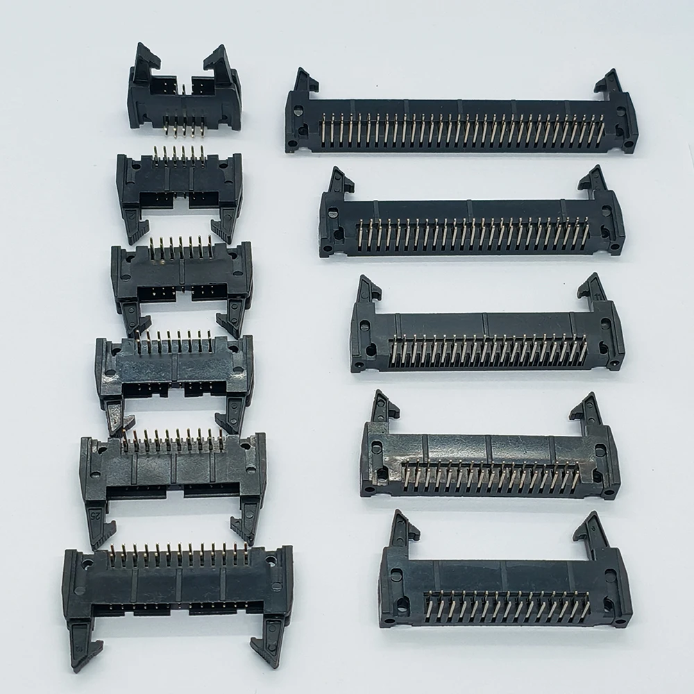 10 Stück DC2 10/12/14/16/20/26/30/34/40/50/64 Pin 2,54mm Rastermaß Stecker mit gebogenen Stiften IDC-Box-Header-Steckverbinder FC-Kabel – Detail 2