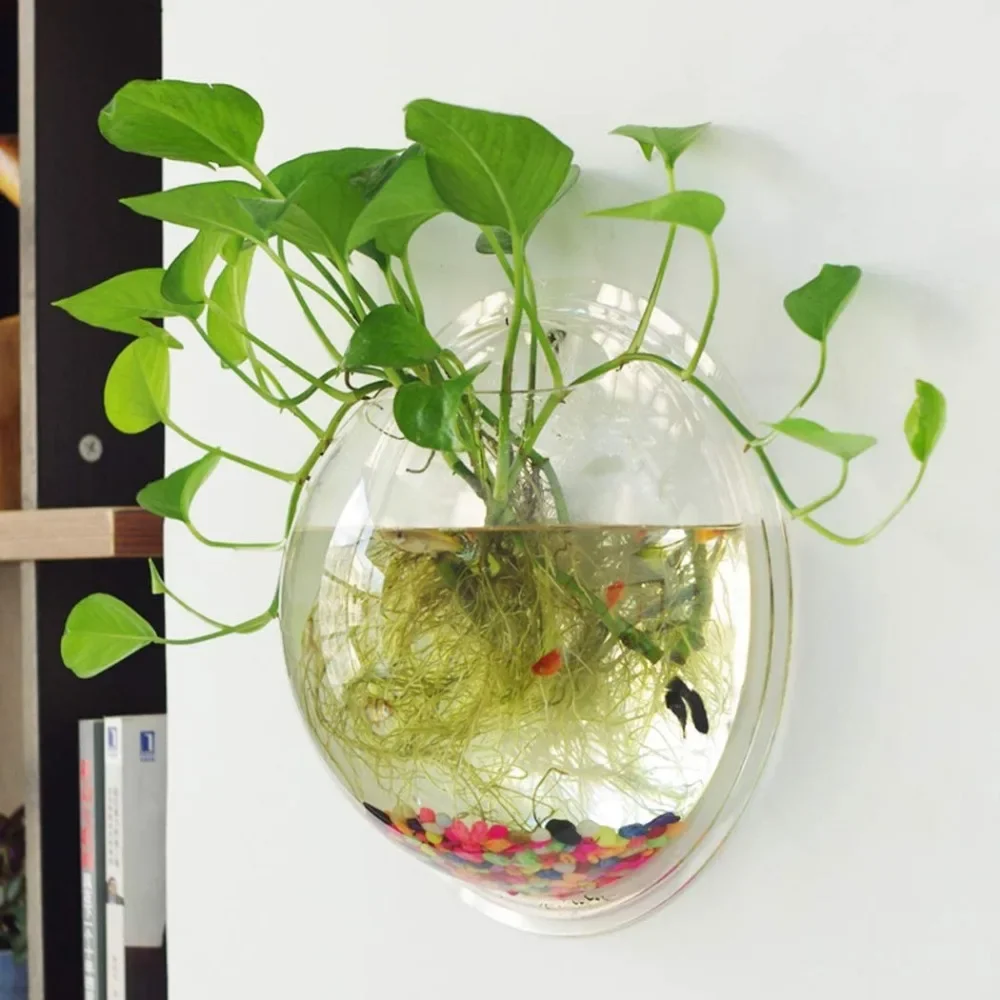 Clear Acrylic Vase Flower Plant Pot,Wall Hanging Fish Bowl,Aquarium for Fish,Fish Tanks Home Decor,Goldfish Bowl,Flower Pot