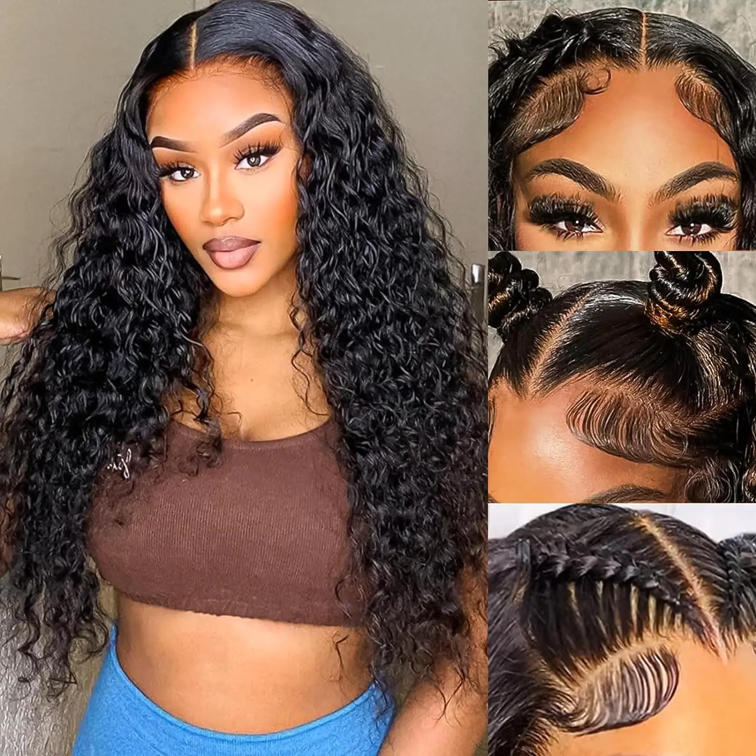 Loose Curly 13x4 13x6 Transparent Lace Front Human Hair Wigs Brazilian 30 Inch 180% Deep Wave Lace Frontal Wig For Women