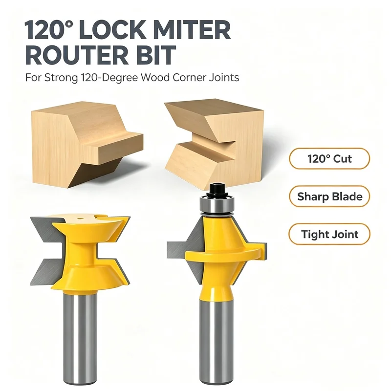 120° Lock Miter Router Bit, 1/2