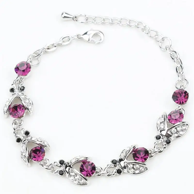 Popular Genuine 925 Sterling Silver Beetle Inspect Bracelet Women Dazzling Crystal Bracelet Adjustable Inspect Femme Jewelry