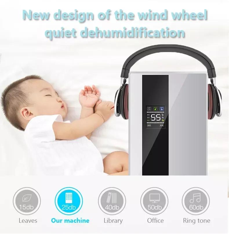 Intelligent remote dehumidifier, air dryer, purifier, humidity control, defrosting, household appliance dehumidifier, 2200ML