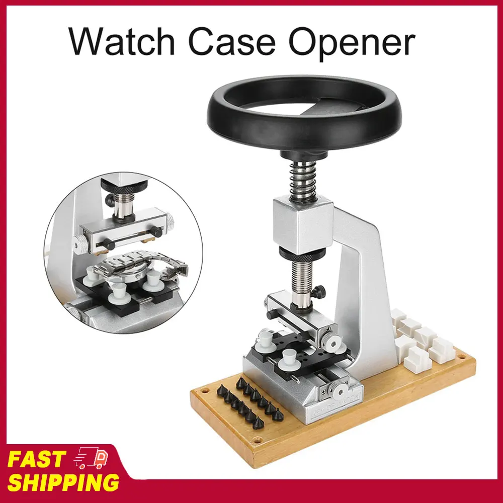 

Bench Watch Case Remover Watch Case Opener with 6 Dies Wristwatch Repair Tool for Opening and Closing Waterproof Watch Cases