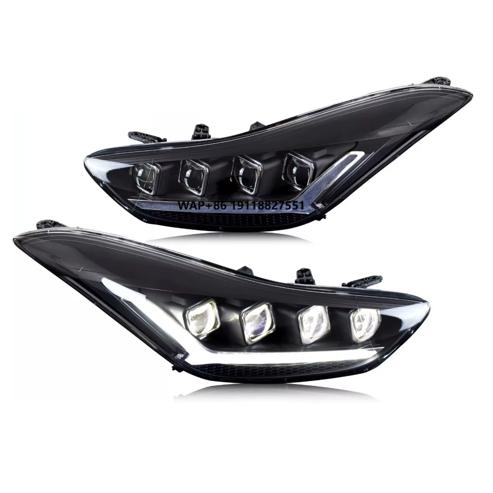 Manufacturer Car Styling LED Headlights Modified Projector DRL Red Devil Lens forElantra 2011-2016 Avante MD 2011-2016