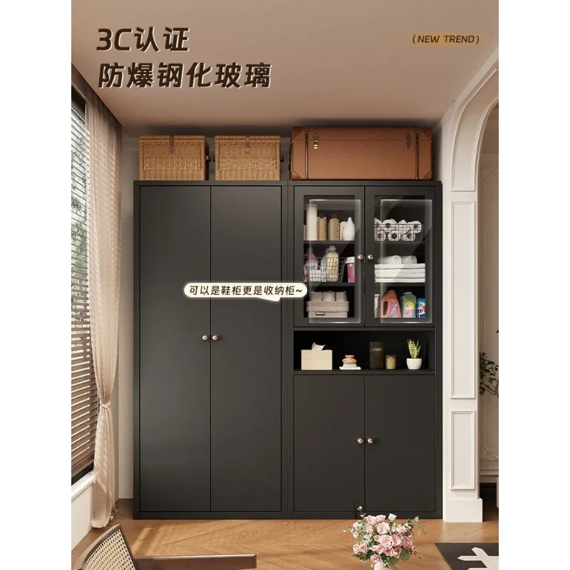 Medieval steel balcony shoe cabinet storage cabinet integrated against the wall sunscreen large capacity multi-layer shoe rack h