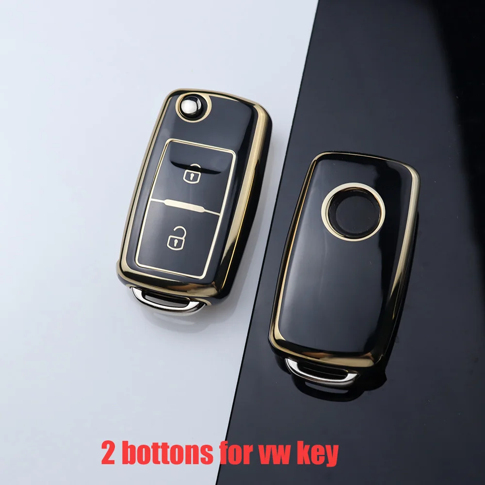 TPU Car Flip Key Case Cover Shell for Volkswagen VW Polo Golf Passat Tiguan Beetle Caddy T5 Up Eos Jetta CrossFox Plus Scirocco