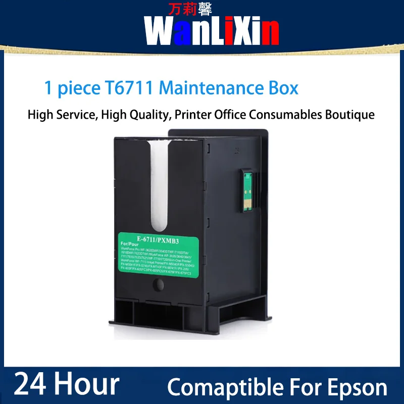 

1PCS T6711 Maintenance Box For EPSON WF 7610 7620 7720 7110 7210 7510 7615 7710 7715 3010 3520 3530 3540 3620 3640 Printer