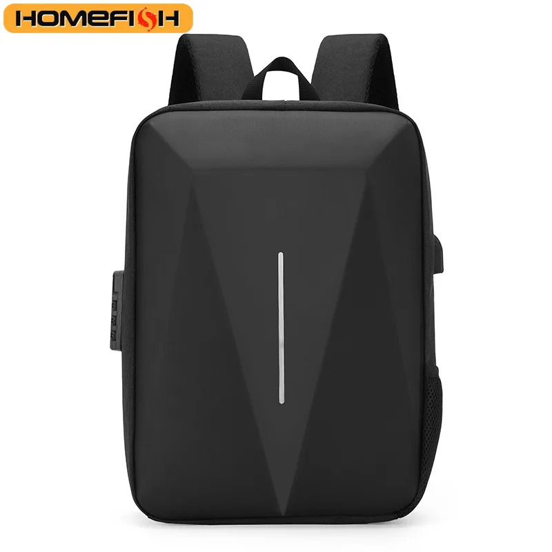 HOMEFISH Men's Casual Hard Shell Backpack Anti-theft Backpack High Capacity Travel USB Charging Bag Fasion Business Computer Bag