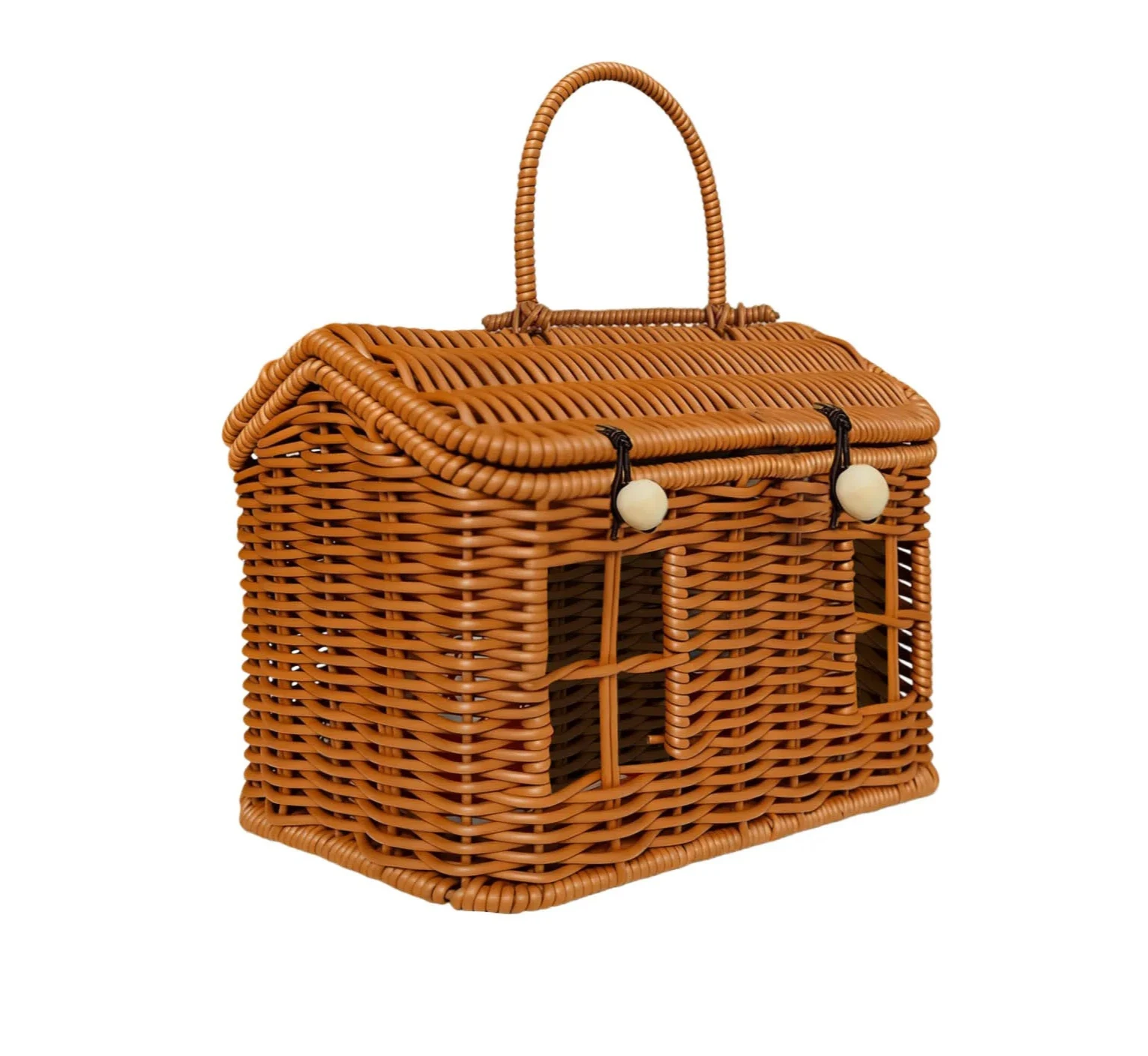 

Корзина большой емкости для семейного пикника, корзина из ротанга для кемпинга на открытом воздухе, креативная корзина в форме коттеджа с крышкой и ручкой, полезная корзина