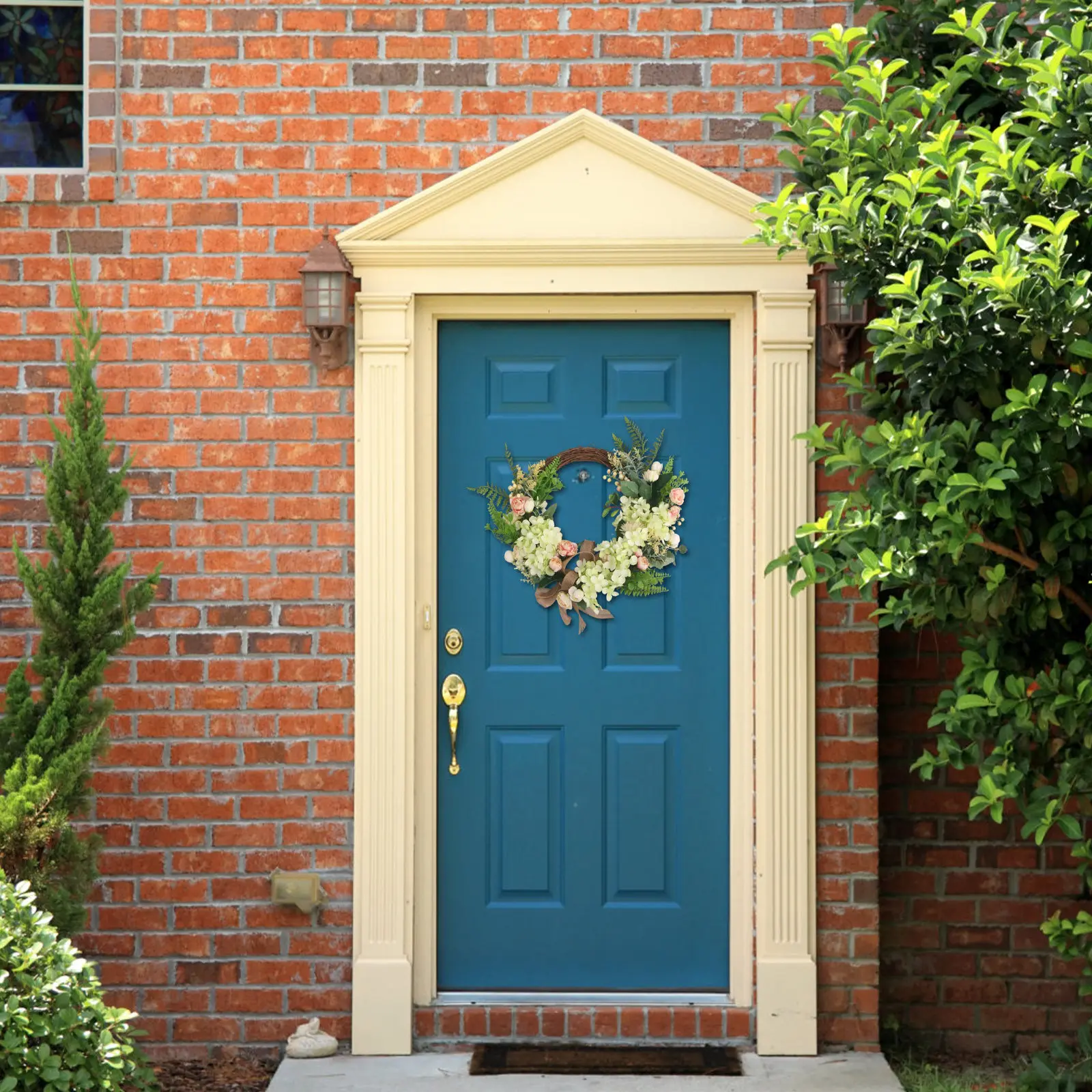 

1 шт. Премиум-класса, пластиковый, элегантный дверной венок, настенный декор, креативная имитация гирлянды, украшение для дома и вечеринок, праздничный декор