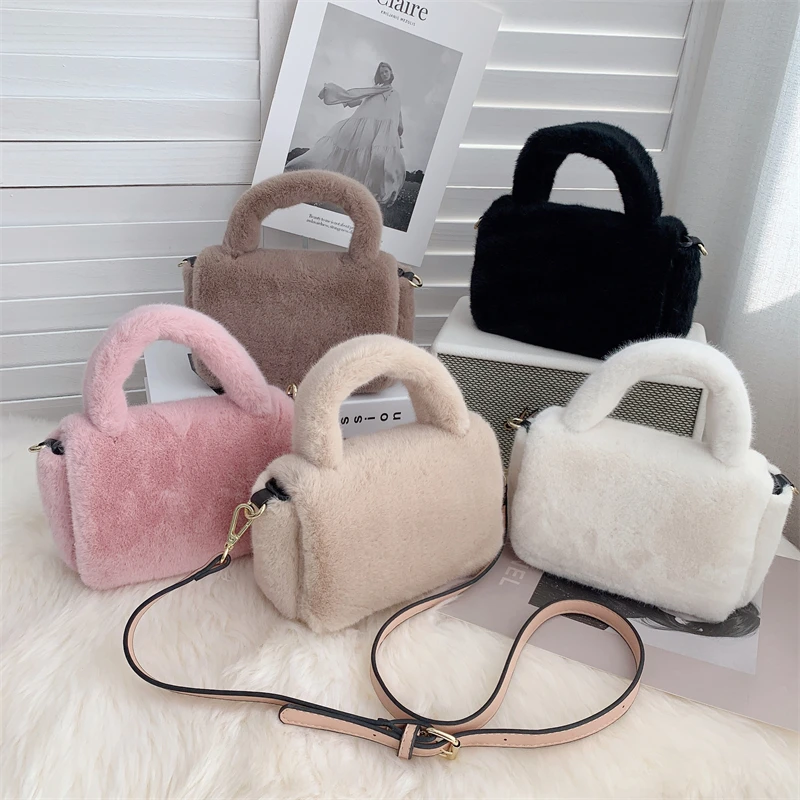 Autumn And Winter New Small Square Bag Plush Female Handbag Tofu Bag Cross-body Single Shoulder Versatile Fashion