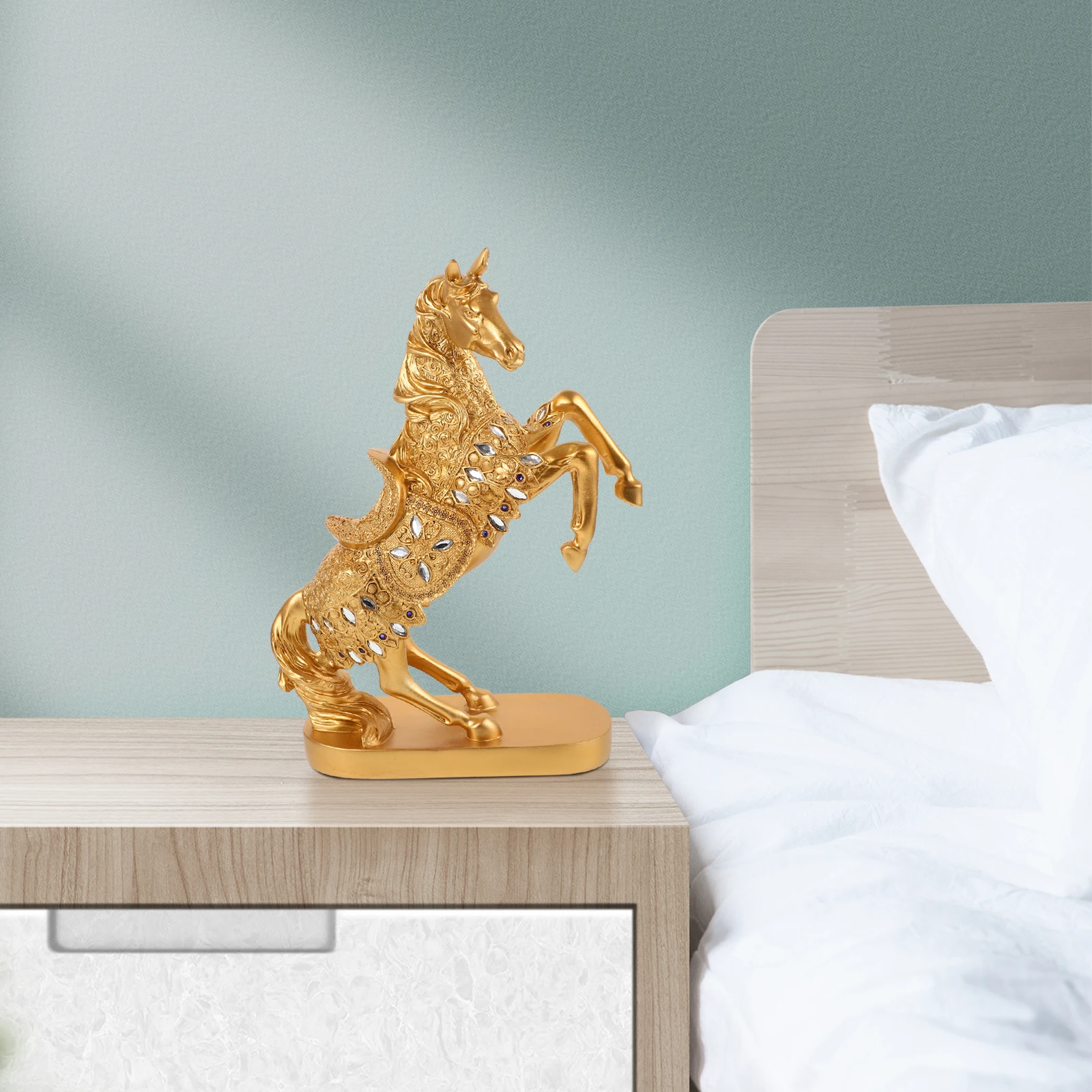 

Resin Horse Ornament Galloping Design Decorative Horse Sculpture Home Office Table Decor Feng Shui Ornament