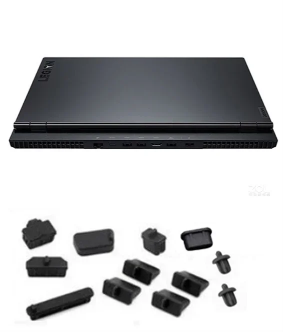 Wasserdichte, staubdichte Laptop-Schwarz-Silikon-Stecker-Port-Abdeckung fรผr 2022 Lenovo Legion 5 15 Gen 5 6 2020 2021 Legion 7 16 Slim 3 15