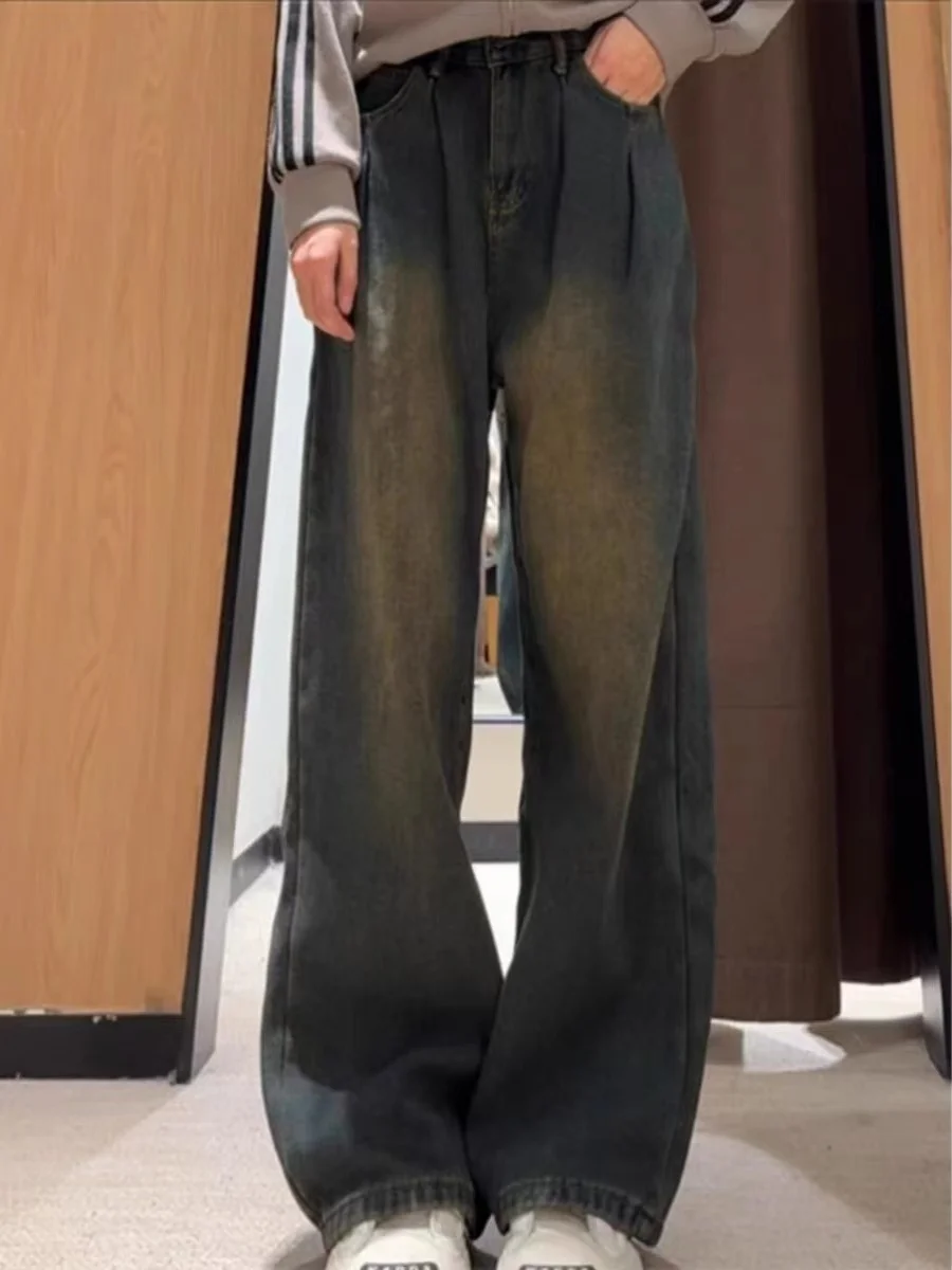 

High Waist Wide Leg Denim Jeans Women's plus Size Slimming Vintage Straight Long Trousers Spring Autumn 2024 New Arrival