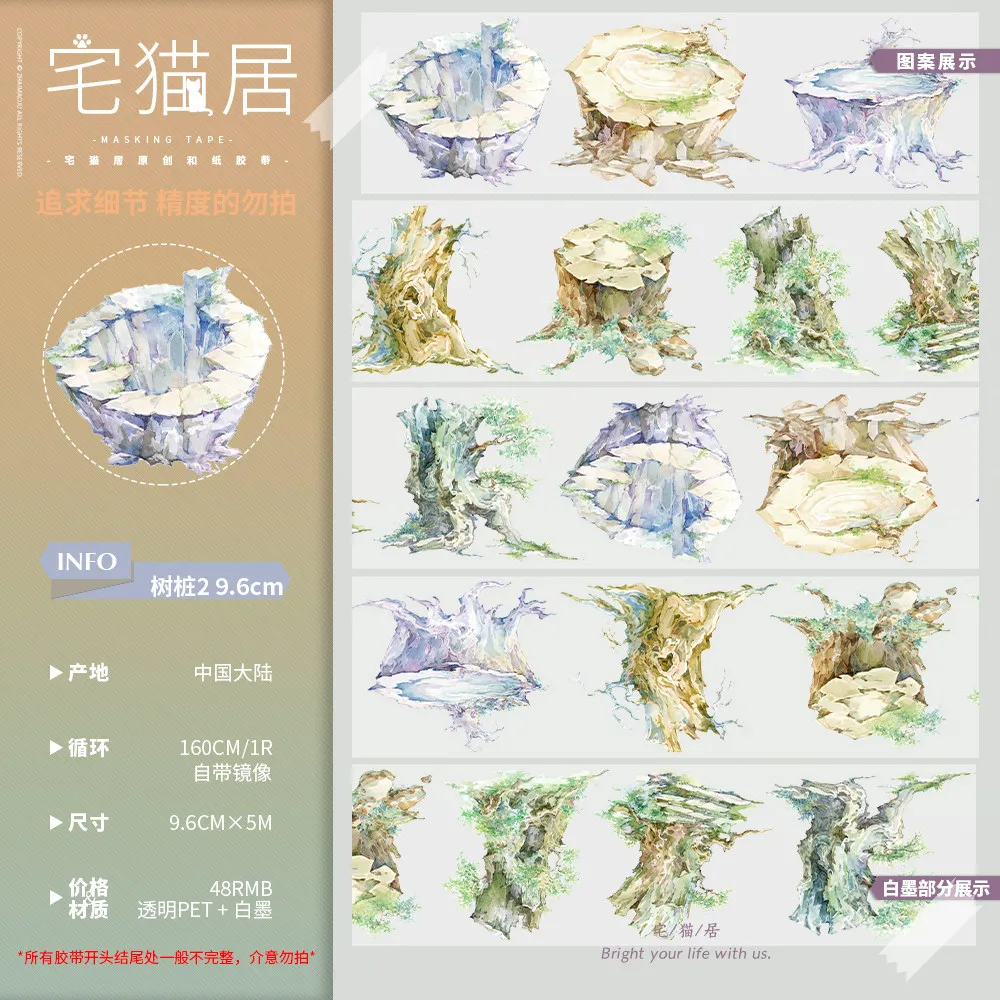 

Декоративная лента в винтажном стиле: рулон с изображением зеленых деревьев