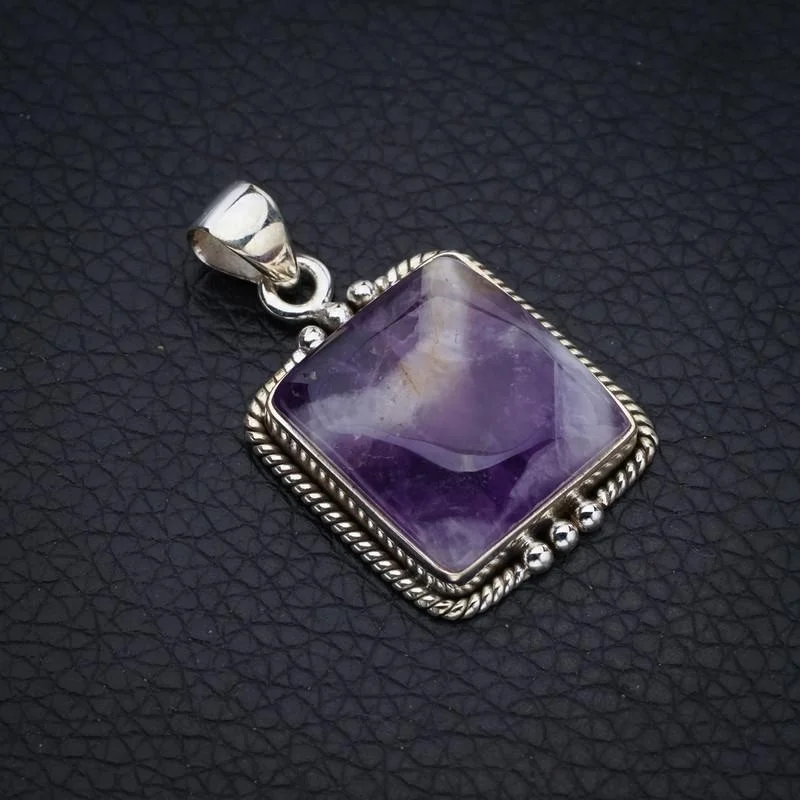 

StarGems Chevron Amethyst Handmade 925 Sterling Silver Pendant 1.5" F4080