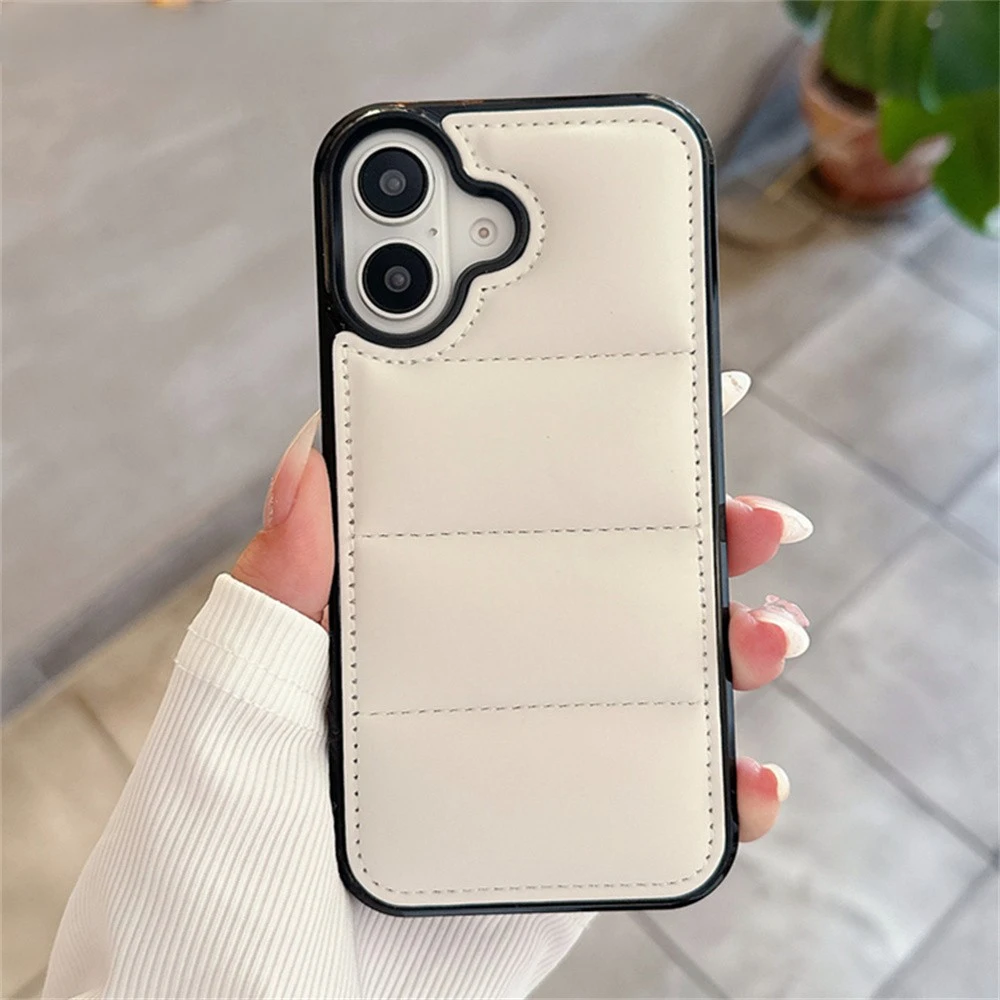 Liquid Down Jacket Airbags Bumper Case For iPhone 16 15 14 Plus 13 12 Mini 11 Pro Max X XR XS Max The Puffer Candy Color Cover