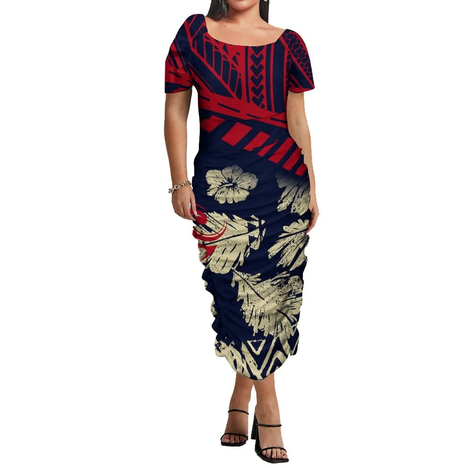 

Pacific Island Polynesian Design High Elasticity Women's Dress Elegant Self-cultivation Dresses TE PA Micronesia Evening Dresses