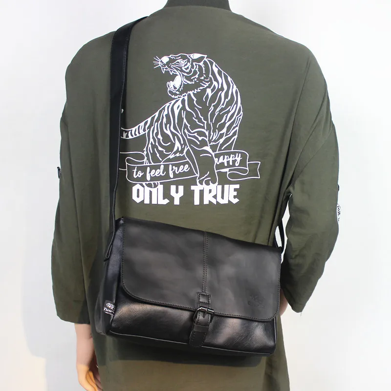 

Threebox Unisex Casual Crossbody Bag Vintage Leather Student Fashion Shoulder Bag with Zipper Soft Surface Street Style
