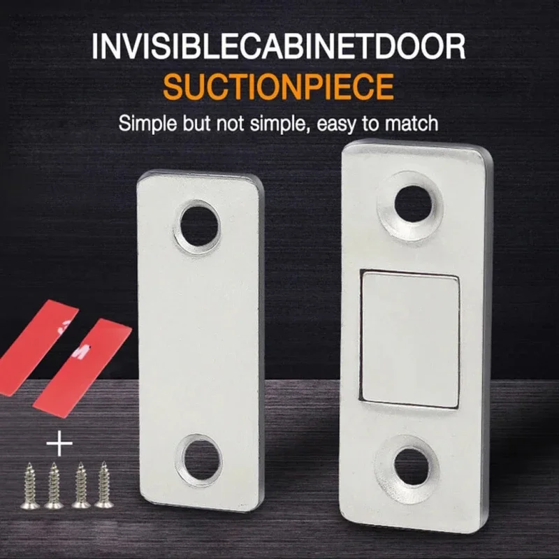 1Set Magnetic Cabinet Catches Door Stops Magnet Invisible Soft-Catch Ultra-Thin Anti-Rust Door Magnet with Screw for Home